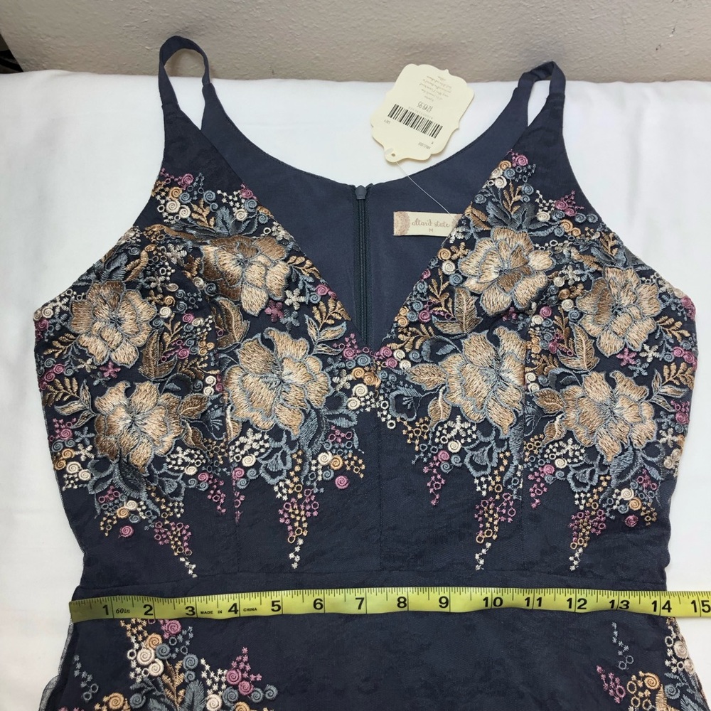 Altar’d State Stretchy Slip Embroidered Flower Gray Mesh Angelique Maxi Dress M - Picture 11 of 16